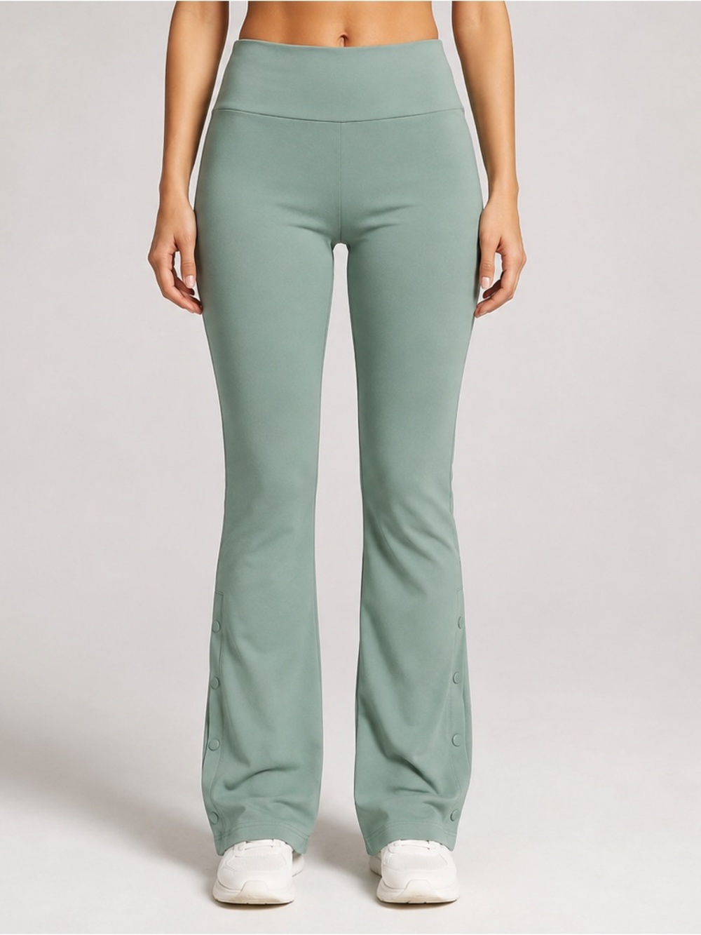 Forever 21 Women Leggings Sage Green High-Rise Fit, Flare Pants Size L